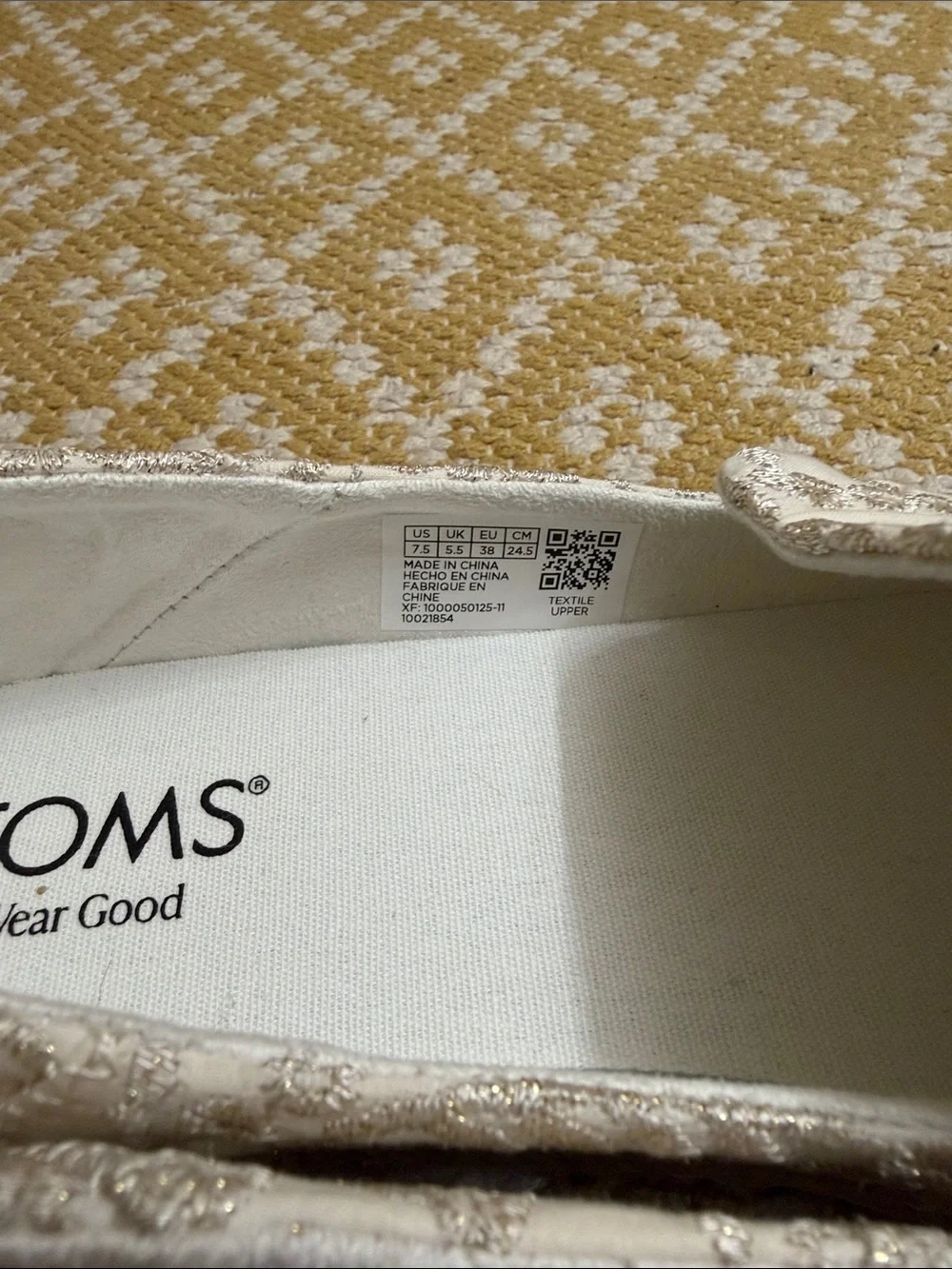 TOMS Cream Embroidered Slip-On Shoes